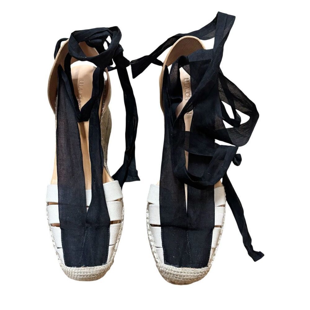 Ulla Johnson Canvas Ankle Wrap Espadrille in Black NWOB Size 39/9